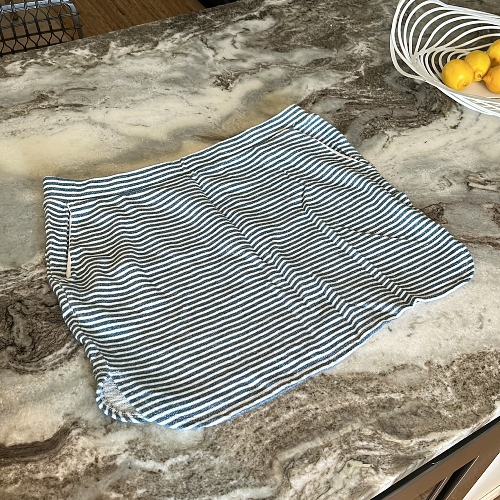 Carve Designs Nautical Azul Stripe Mini Cotton Skirt With Pockets M